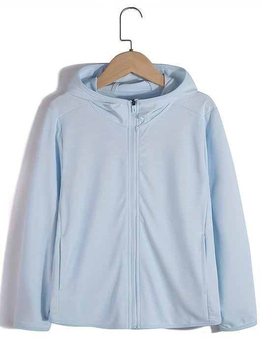 Boys Zip Up Hooded Jacket Sun Protection Lightweight Spring/Autumn Sports Clothe