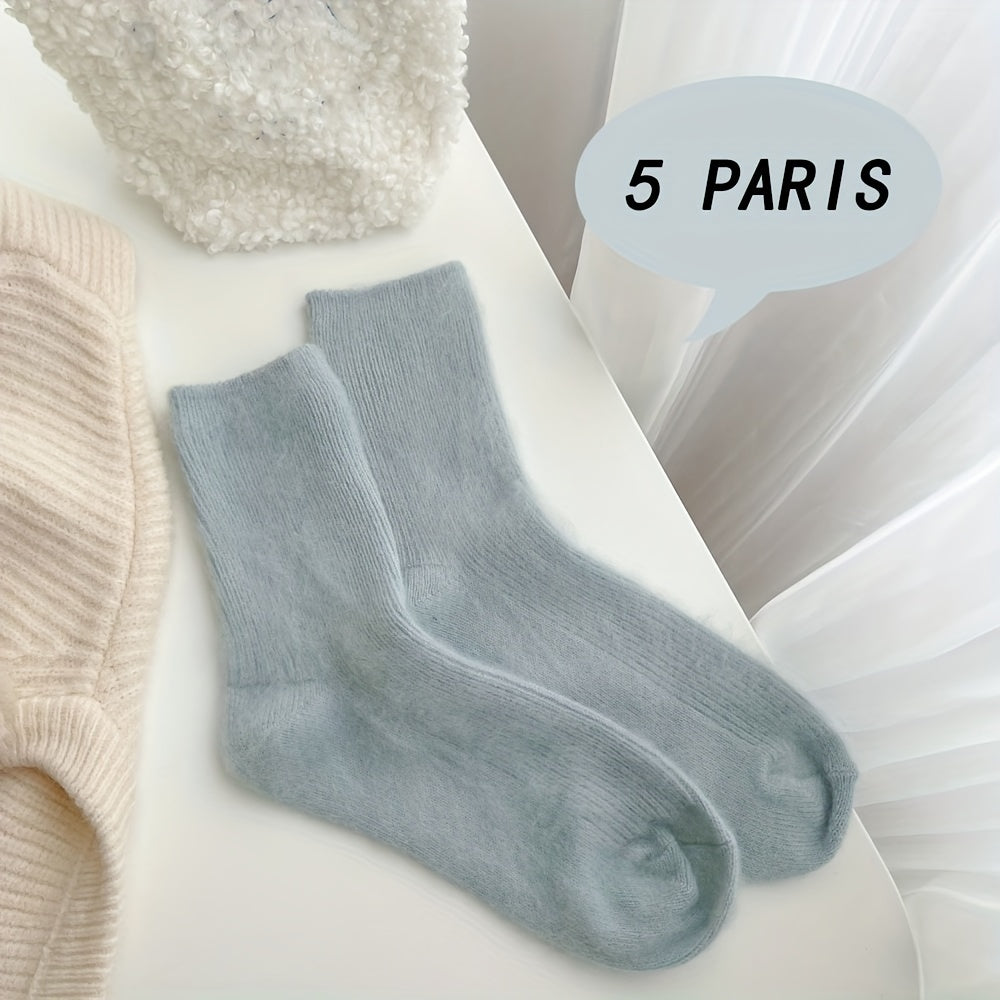 6 Pairs Cozy Mid Tube Women's Socks Solid Colors
