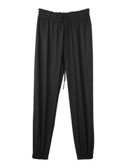 Solid Elastic Waist Cropped Pant Loose Comfy Summer Pants