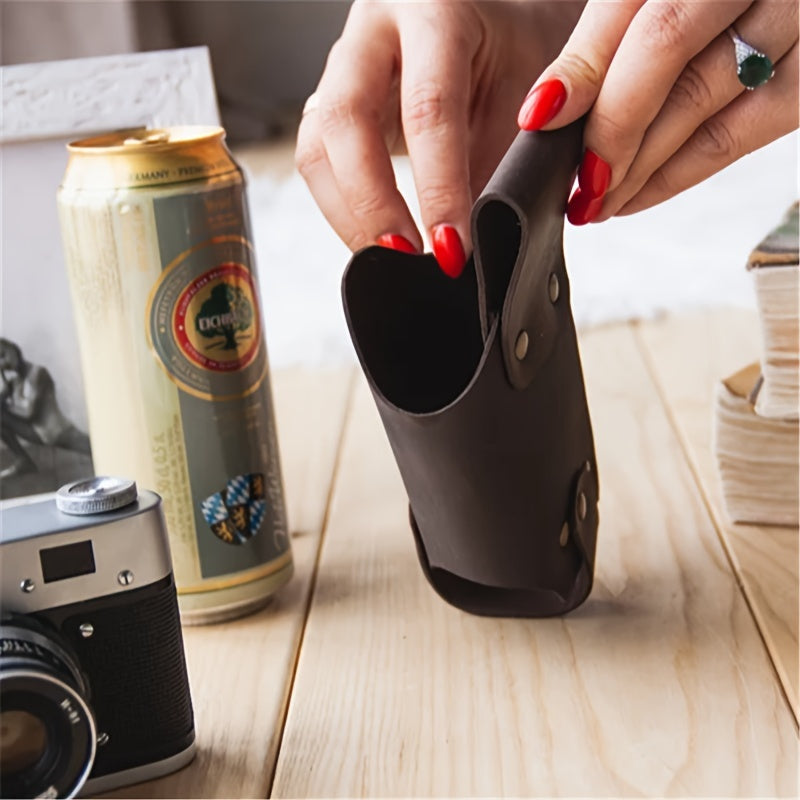 Faux Leather Beer Can Holder Belt for Men - Outdoor Festival Accessory