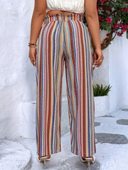  Colorblock Geometric Print Wide Leg Pants