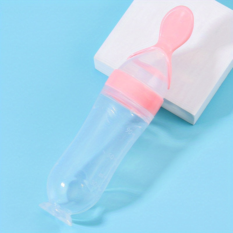 Baby Silicone Feeding Bottle With Spoon - Infant Feeding Tool