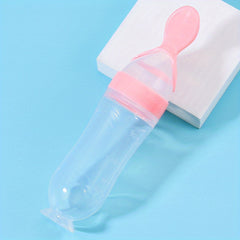 Baby Silicone Feeding Bottle With Spoon - Infant Feeding Tool