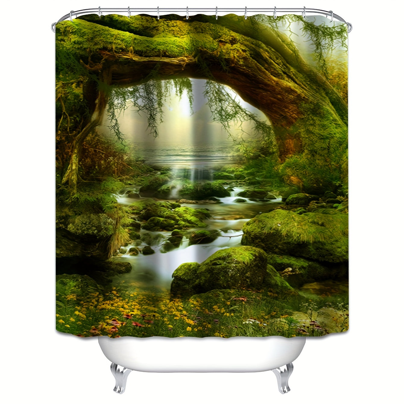 Tree Pattern Shower Curtain Waterproof and Mildew Proof Bathroom Decor