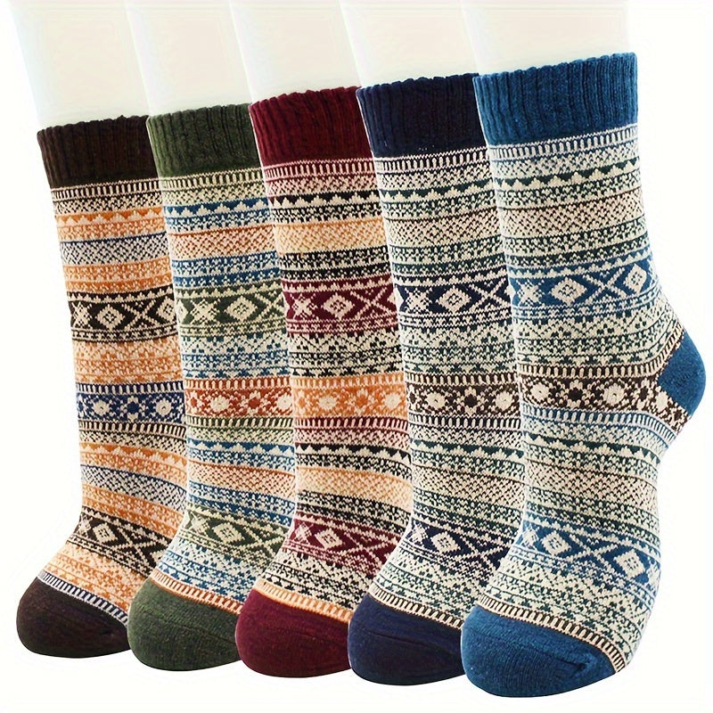 5 Pairs Men's Winter Wool Socks Cozy Christmas Warm Soft Thick Socks