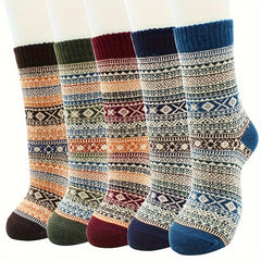 5 Pairs Men's Winter Wool Socks Cozy Christmas Warm Soft Thick Socks