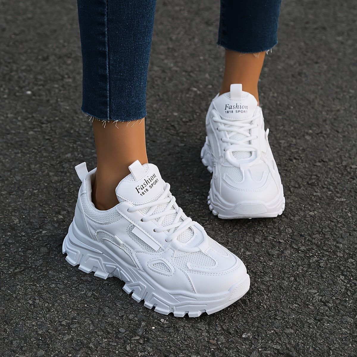 Thick Bottom Lace Up Outdoor Sneakers