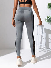 2pcs Mesh Insert Yoga Leggings With Pocket High Waist Sports Tight Pants