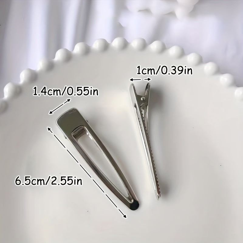 5pcs Silvery Hair Clip Duck Billed Clip For Side Hair Bang Women Girls