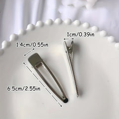 5pcs Silvery Hair Clip Duck Billed Clip For Side Hair Bang Women Girls