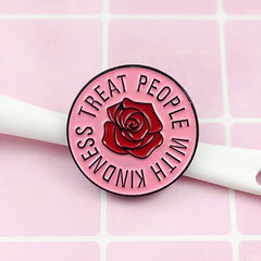 Round Pink Rose Flower Pin