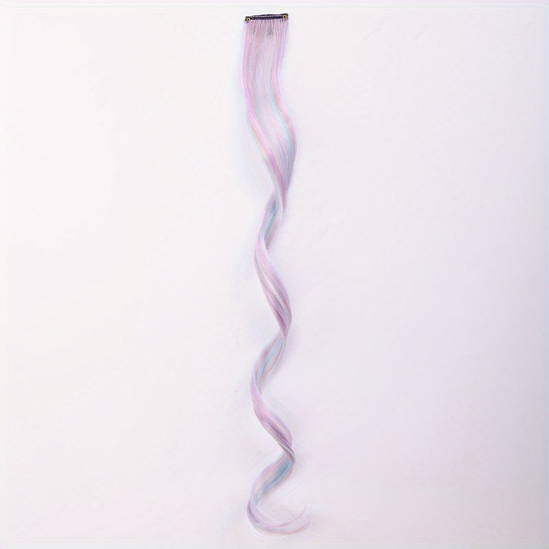 55 88 Cm Colored Wavy Hair Extensions Clip In Synthetic Curly Hairpieces