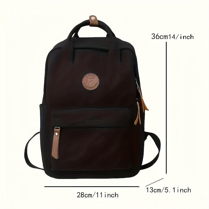 Fashion Canvas School Backpack Adjustable Strap Foldable Zipper Closure