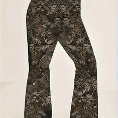 Women's Plus Wolf Print High Rise Flared Leg Trousers