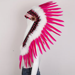 Vibrant Pink Feather Headband Party Accessory