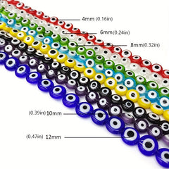 48pcs 8mm Evil Eye Glass Beads for Jewelry Making DIY Charms Materials