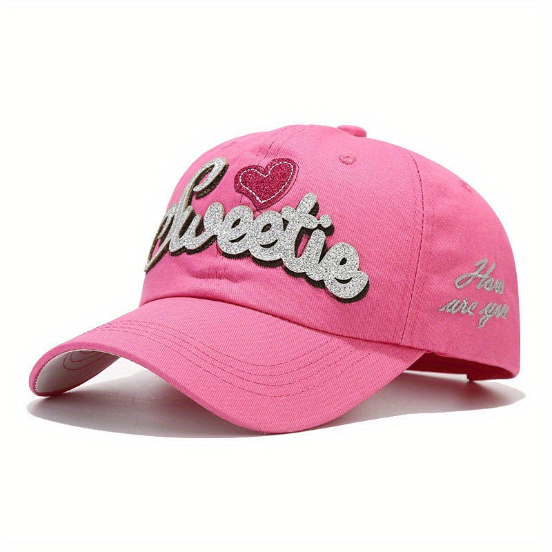 Y2K SWEET Patch Baseball Cap Cartoon Heart Sunshade Dad Hat