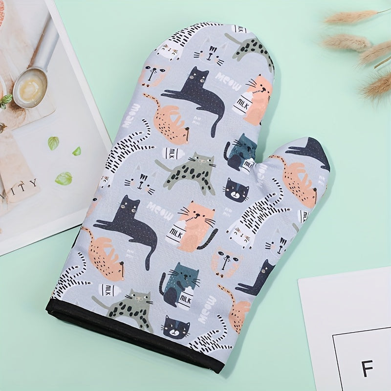 Cartoon Cat Oven Insulation Gloves - Microwave & Baking Gloves