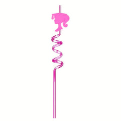 4pcs Pink Crazy Drinking Straws for Princess Party