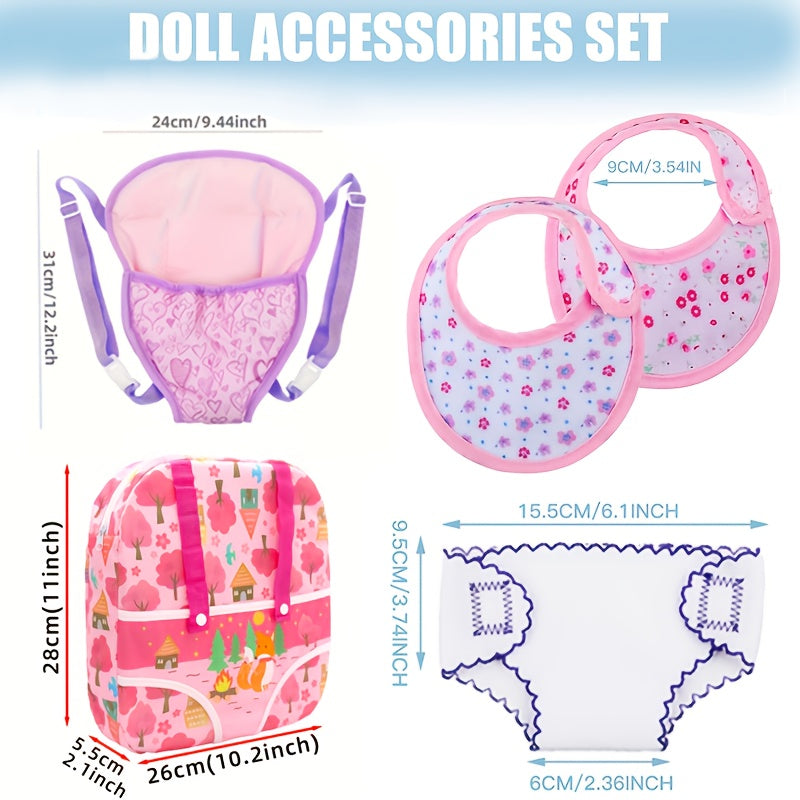 Newborn Baby Diapers Bibs Shoulder Bag Backpack for 35-56cm Dolls