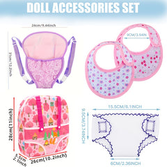 Newborn Baby Diapers Bibs Shoulder Bag Backpack for 35-56cm Dolls