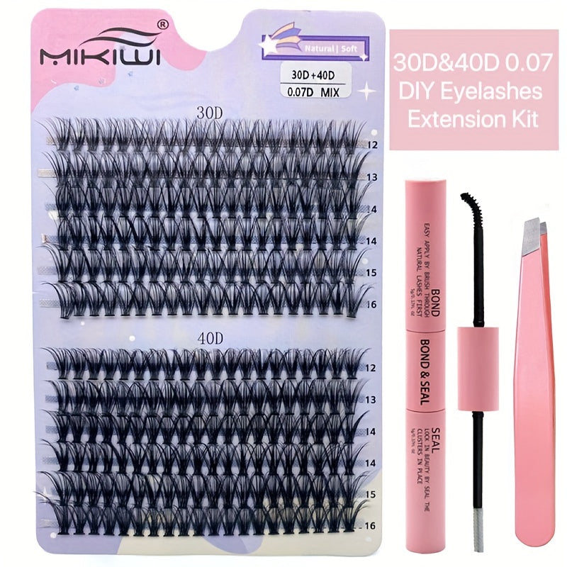 DIY Lash Clusters Kit - 2 in 1 Bond & Sealant Applicator - D Curling Volume