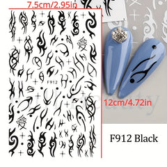 Evil Eye Snake Heart Nail Art Stickers 3D Self Adhesive Flame Animal Nail Decals