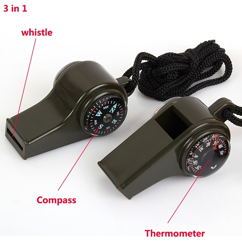 Survival Whistle Compass Thermometer Emergency Signal for Outdoor Camping Hiking