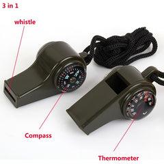 Survival Whistle Compass Thermometer Emergency Signal for Outdoor Camping Hiking