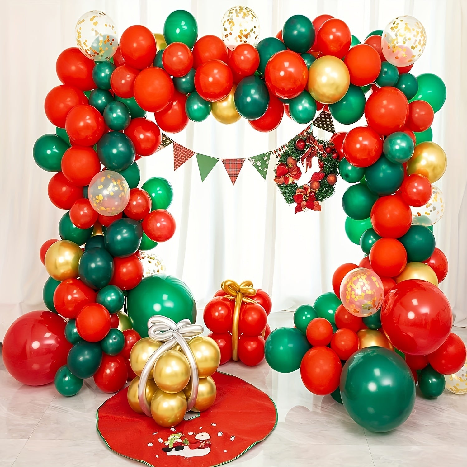 Christmas Balloon Garland 157pcs Green Red Golden Confetti Balloons