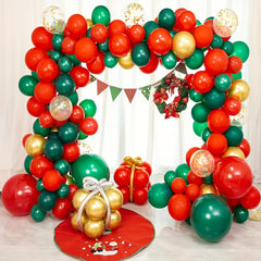 Christmas Balloon Garland 157pcs Green Red Golden Confetti Balloons