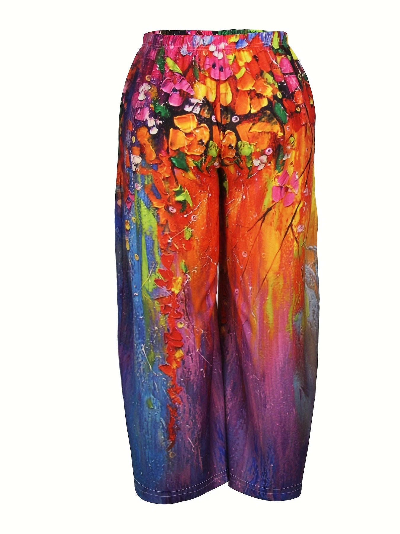  Casual Painting Print Wide Leg Pants