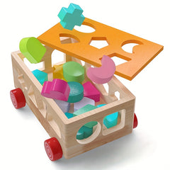Hibobi 17 Hole Colorful Intelligence Box Cart Toy Building Block Shape Matching