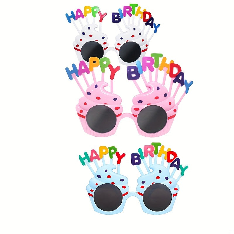3pcs Cake Shape Funny Glasses Birthday Photo Props Set