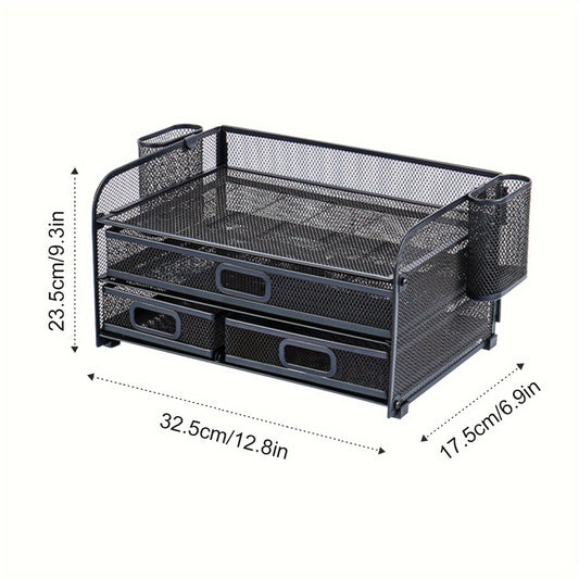 Removable Desktop File Rack with Three Drawers and Two Pen Holders