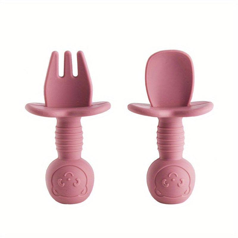 Silicone Baby Fork And Spoon Set for 4+ Months BPA Feeding Tableware