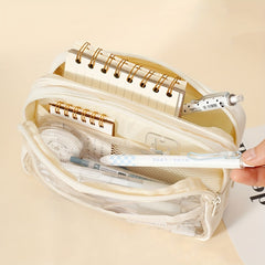 Large Capacity Transparent Pencil Case for Students & Girls