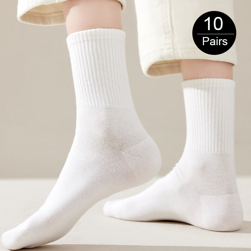 10 Pairs Solid Socks Comfy & Breathable Women's Stockings & Hosiery