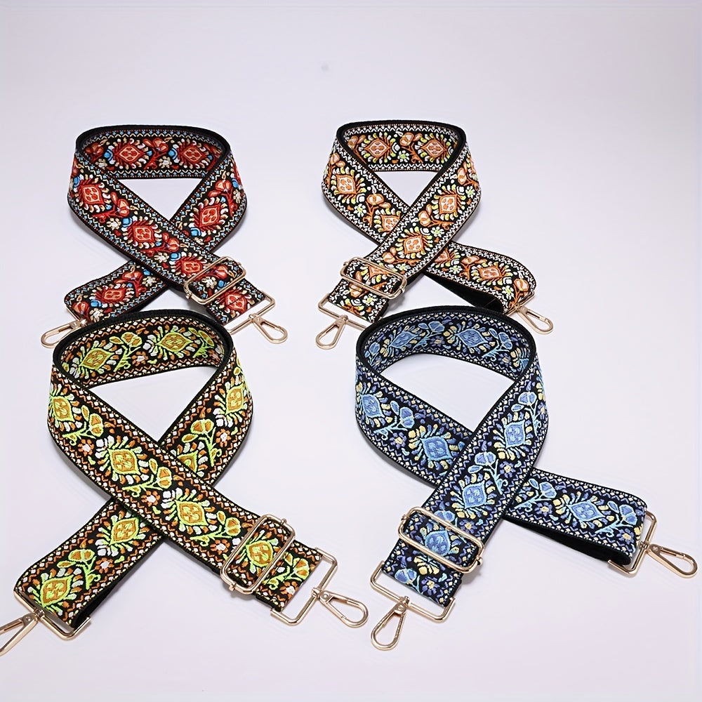 Jacquard Embroidery Adjustable Purse Strap Wide Nylon Belt