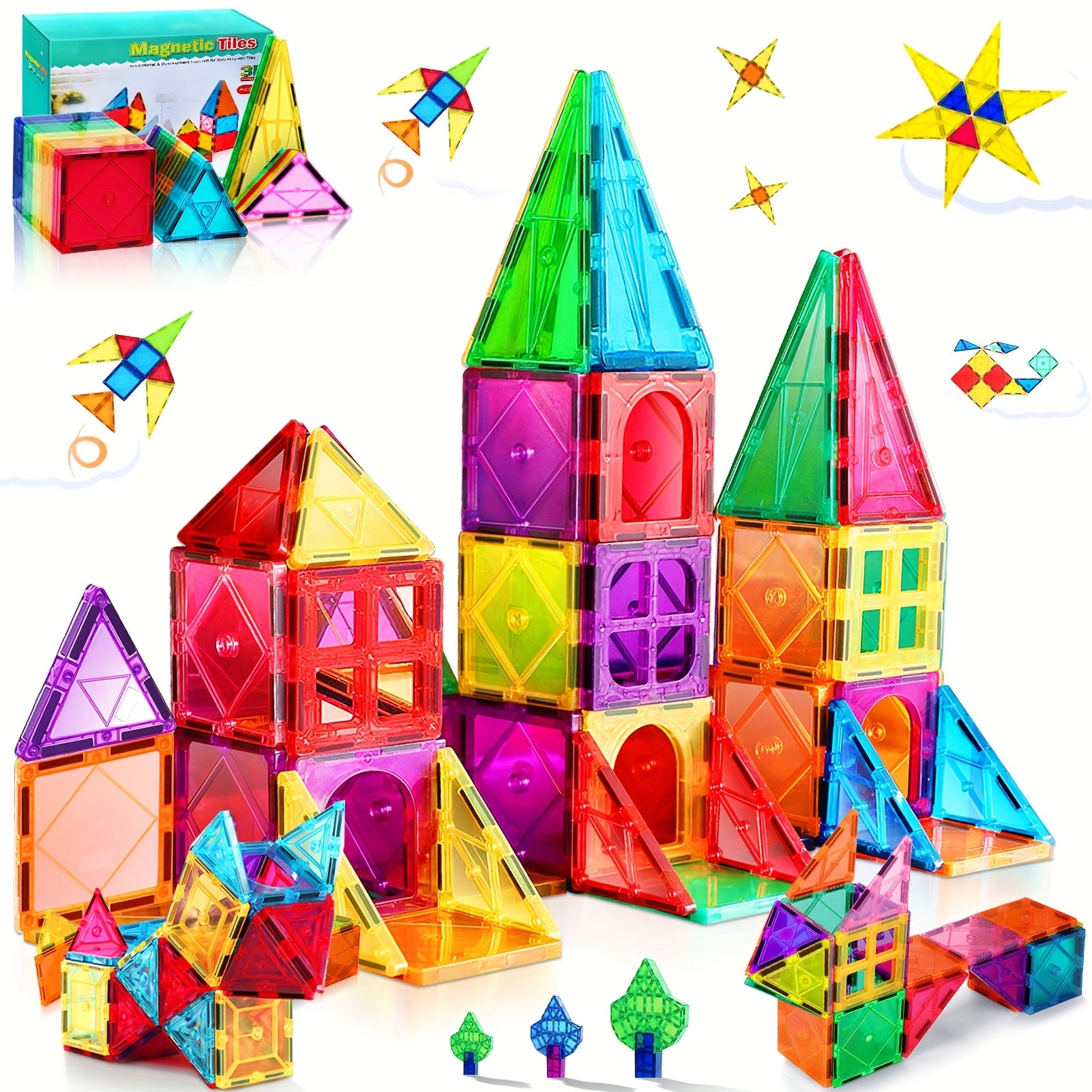 Magnetic Tiles Building Blocks Toy for Kids 3-7 Years
