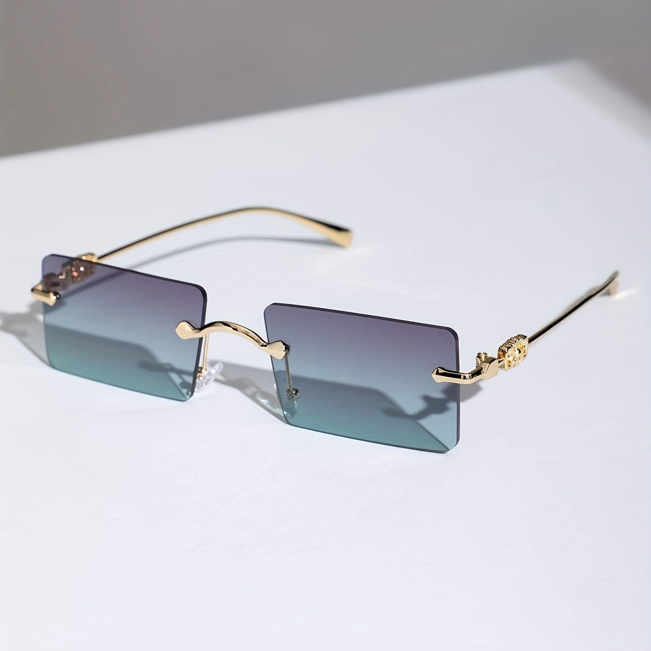Vintage Rimless Sunglasses Thin Metal UV400