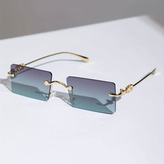 Vintage Rimless Sunglasses Thin Metal UV400