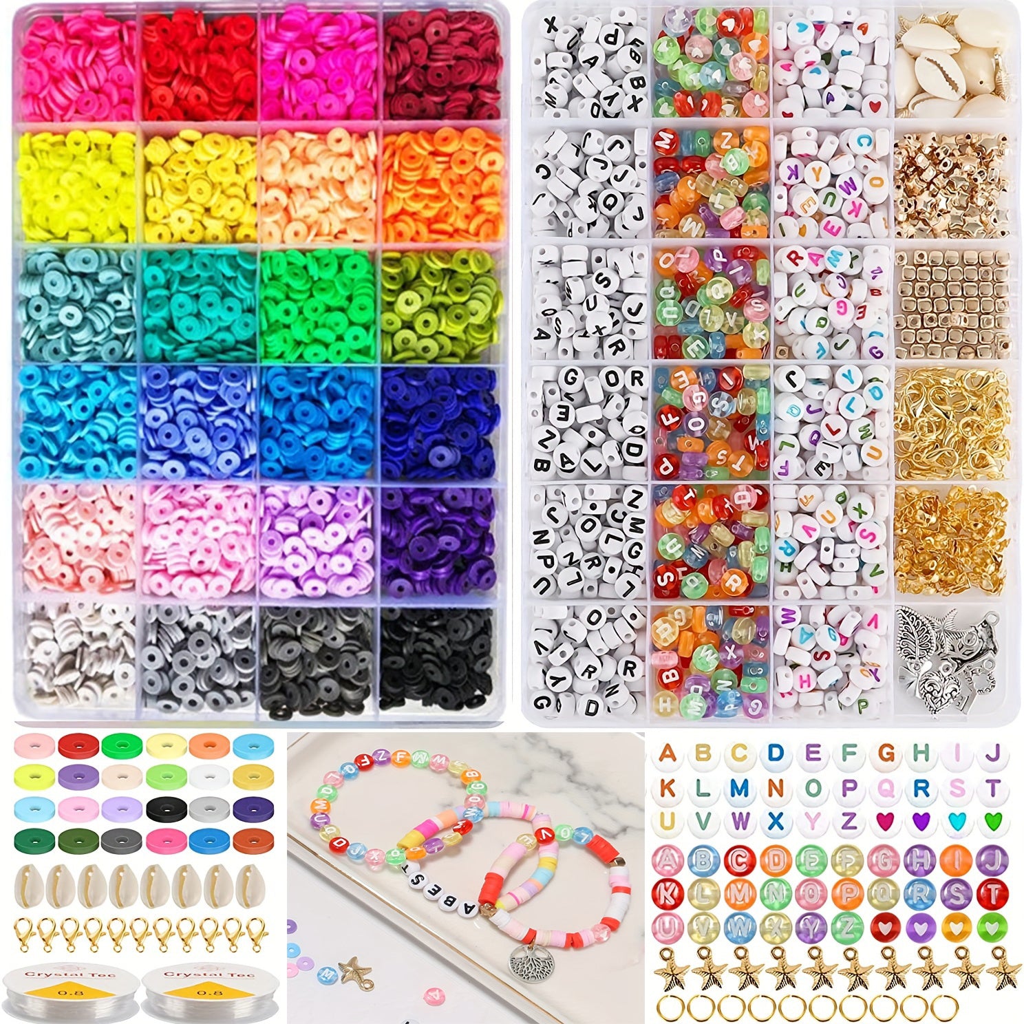 4800pcs Clay Beads For Bracelet Making Kit 48 Colors Girls 8-12 Gift