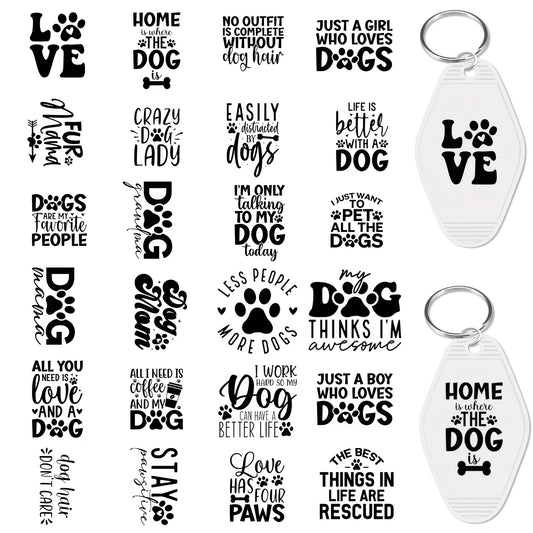 96pcs UV DTF Dog Lover Quotes Keychain Stickers Set