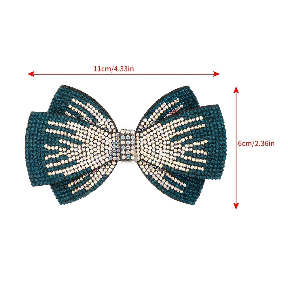 Double Layer Bow Rhinestone Hair Clip Metal Retro Barrette Hairpin
