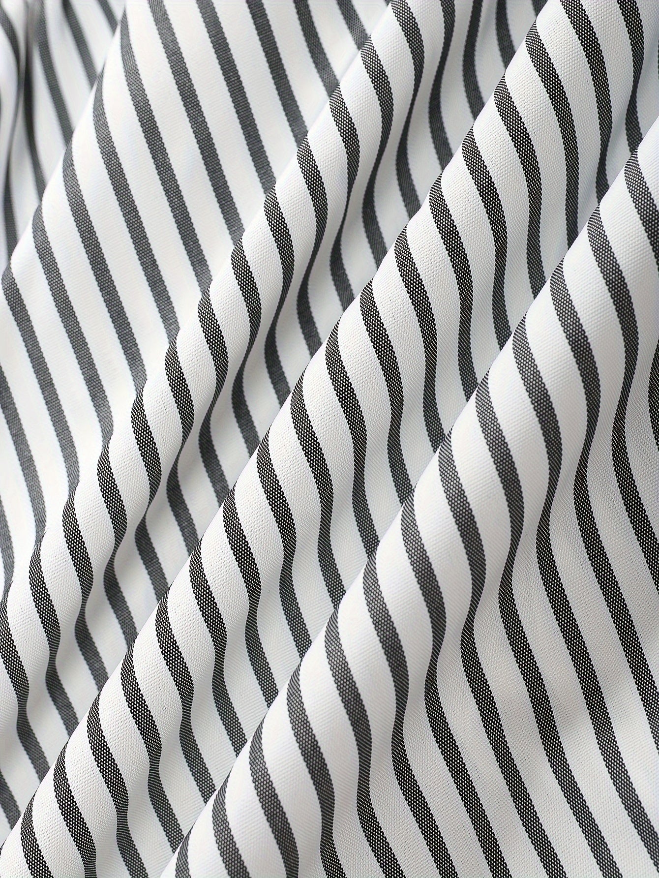  Stripe Print Lantern Sleeve Notched Neck Smock Maxi Dress