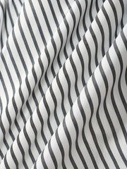  Stripe Print Lantern Sleeve Notched Neck Smock Maxi Dress