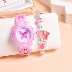 Kids 3D Silicone LED Flash Luminous Quartz Watches Set