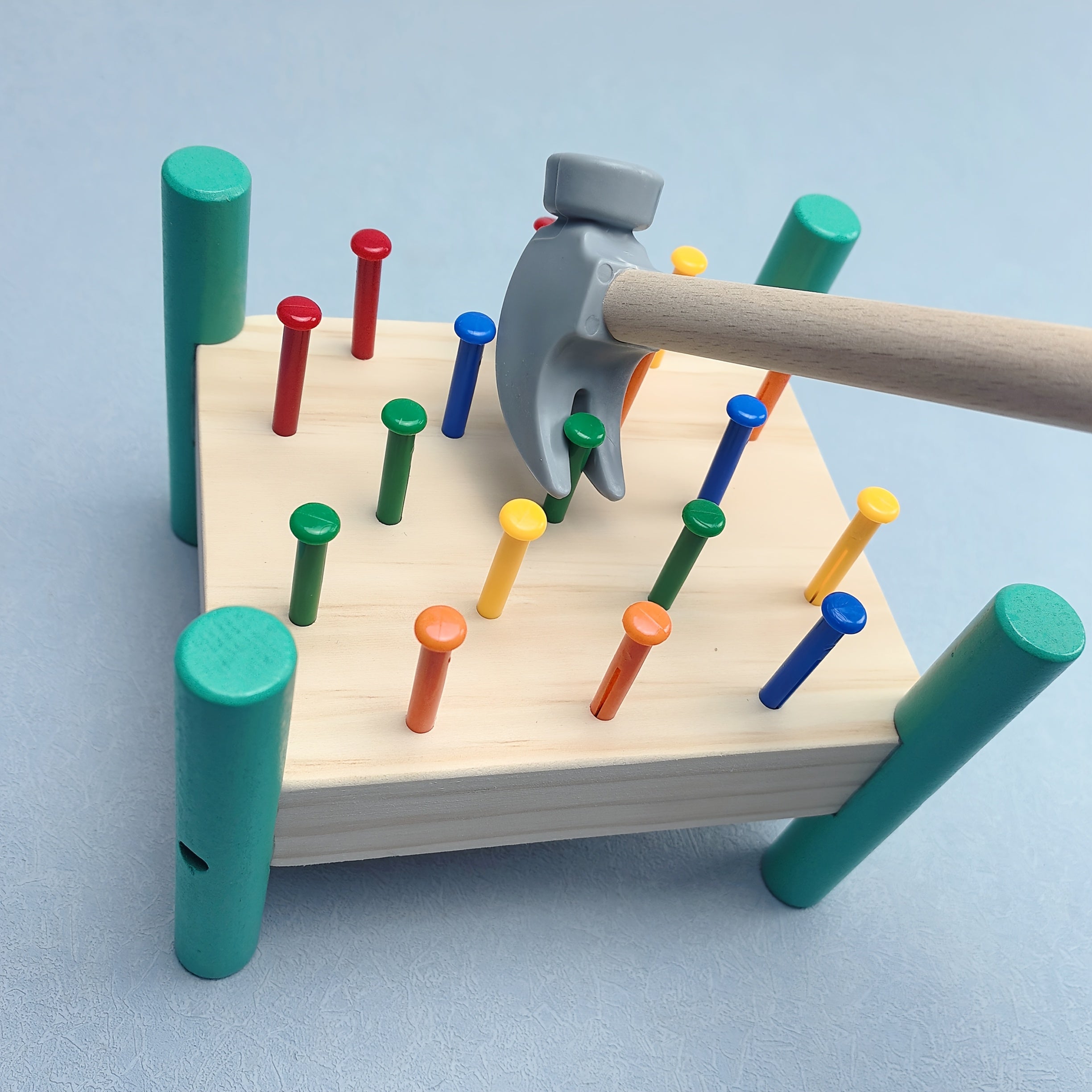 Wooden Nail Knocking Table Toy for Ages 3-5
