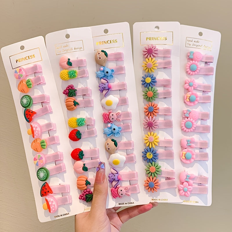 10pcs Girls Cartoon Hair Clips School Party Accessories